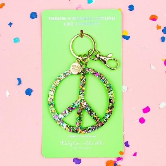 Confetti Peace ☮✌ Sign Keychain - Picture 2 of 4